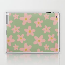 Simple Daisy Pattern Pink Blush Sage Green Laptop Skin