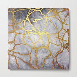 KINTSUGI  ::  Recognise Beauty Metal Print | Graphicdesign, Repair, Kintsugi, White, Heal, Gold, Mend, Peace, Abstract, Mixed Media 