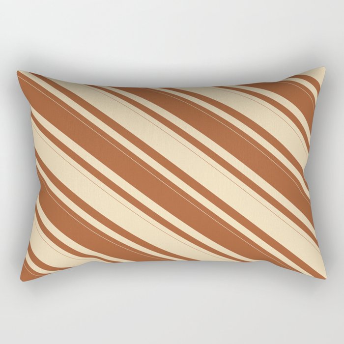 Tan & Sienna Colored Striped Pattern Rectangular Pillow