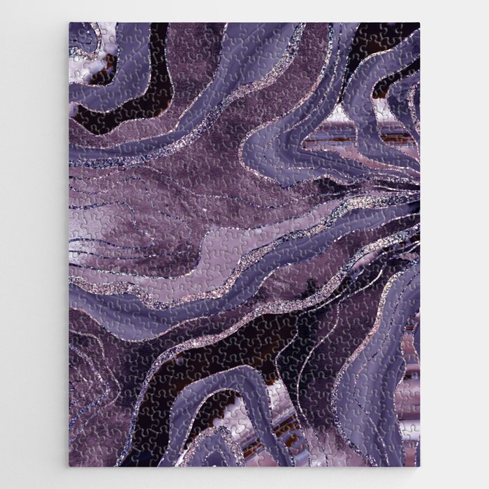 Lavender Mauve Agate Glitter Glam #1 (Faux Glitter) #decor #art #society6 Jigsaw Puzzle