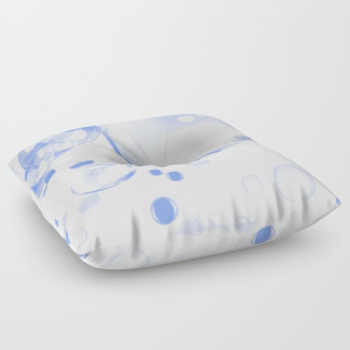 Blue Digital Soap Bubble Floor Pillow