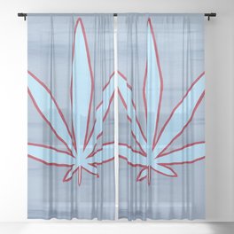 Chicago Flag Inspired Weed Leaf Sheer Curtain