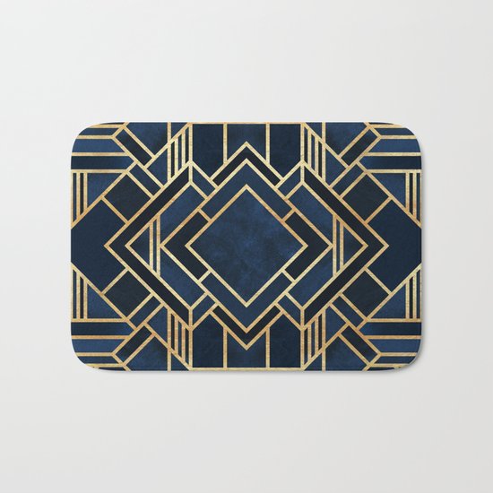 Art Deco Fancy Blue Bath Mat