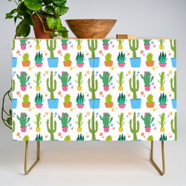 Seamless funny cactus pattern Credenza