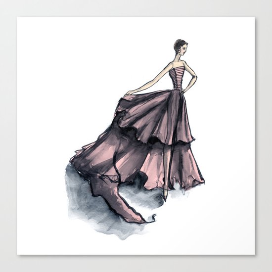 Audrey Hepburn in Pink dress vintage fashion Canvas Print