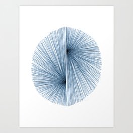 Indigo Blue Mid Century Modern Geometric Abstract Art Print