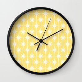 Midcentury Modern Atomic Starburst Pattern in Soft Yellow Wall Clock