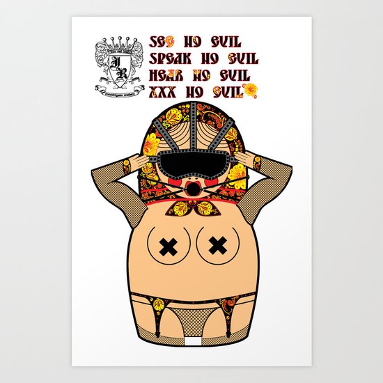 Speak/See/Hear/XXX No Evil Matryoshka Art Print