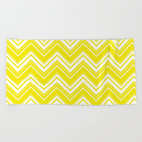 Sunny Yellow Chevron pattern - Mix & Match with Simplicity of Life Beach Towel