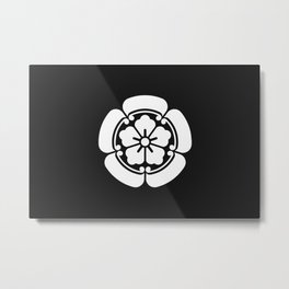 Oda Clan · White Mon Metal Print | Japan, Japanese, Kamon, Flower, Heraldry, Emblem, Samurai, Quince, Oda, Minimalist 