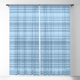 [ Thumbnail: Blue and Light Sky Blue Colored Lines Pattern Sheer Curtain ]