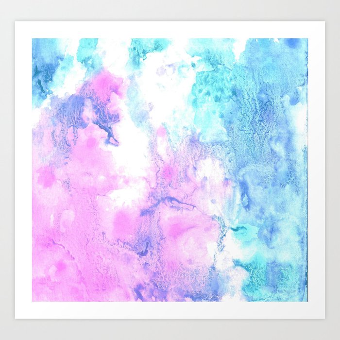 Cotton Candy Watercolor Abstract Art Print By Creamandsugar Society6