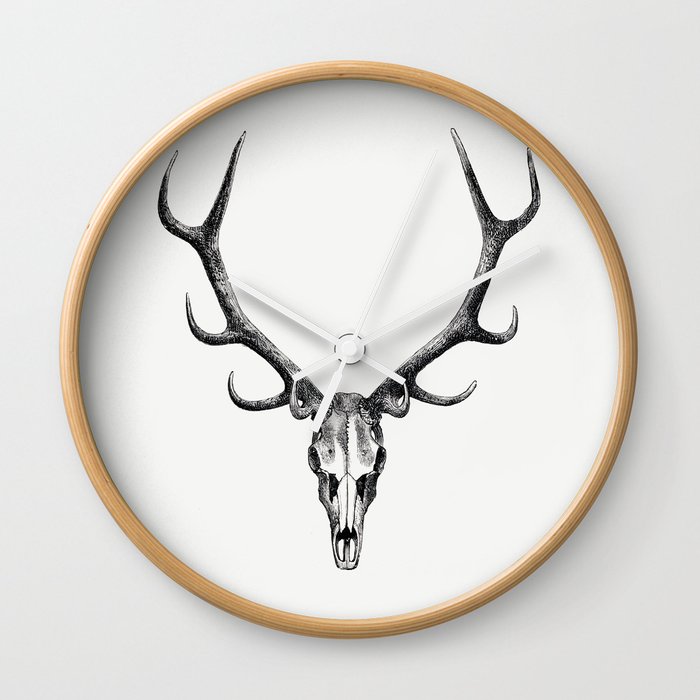 Stag skull drawing, The Great and Small Game of India Wall Clock