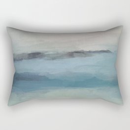 Dragons Teeth Maui - Abstract Painting, Light Blue, Teal, Sage Green Prints Modern Wall Art Rectangular Pillow
