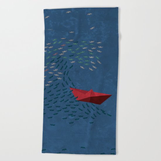 Origami Wave Beach Towel