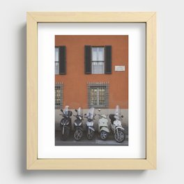 Vespas at the Orange Wall  |  Travel Photography Recessed Framed Print