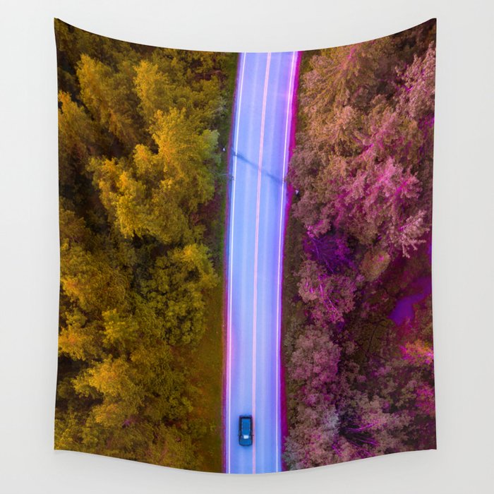 the purple road in the forest Wall Tapestry