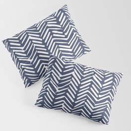 Boho Herringbone Pattern, Navy Blue and White Pillow Sham