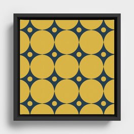 Futura Mid-century Modern Minimalist Abstract Pattern in Mustard Yellow and Navy Blue Framed Canvas