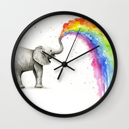Rainbow Baby Elephant Wall Clock