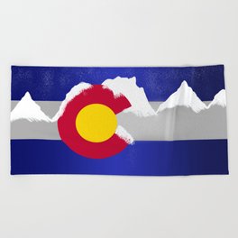 Colorado Winter Flag Beach Towel