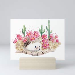 Camouflage - Hedgehog and Cactus Mini Art Print