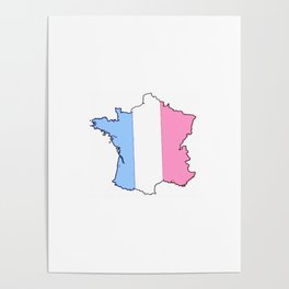 Parody of the french flag 4-France,Paris, pink, Marseille, lyon, Bordeaux,love, girly,fun,idyll,Nice Poster
