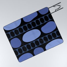 Tribal Art Rock Pattern Black Blue Picnic Blanket