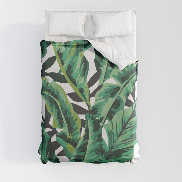 Tropical Glam Banana Leaf Print Duvet Cover