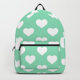 Hearts (White & Mint Pattern) Backpack