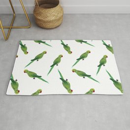 Indian Parrot Rug | Ringneck, Indian Parrots, Birds, Parakeets, Tropical, Indian, Pattern, Painting, Summer, Ring Neck Parrot 