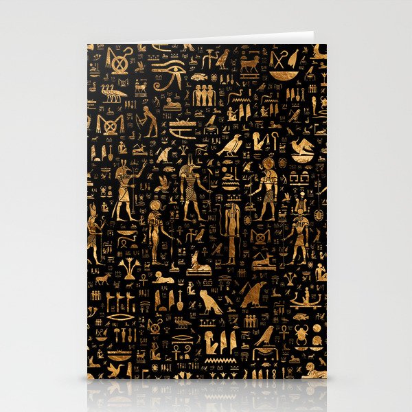 Ancient Egyptian Hieroglyphics Obsidian Copper Stationery Cards