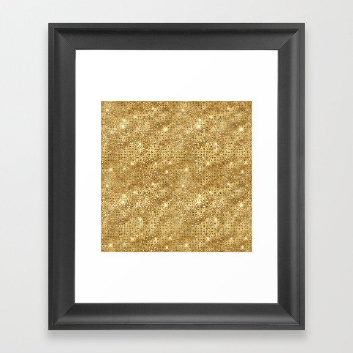 Gold Diamond Studded Glam Pattern Framed Art Print