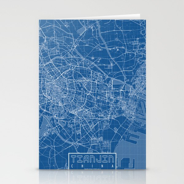 Tianjin City Map of China - Blueprint Stationery Cards