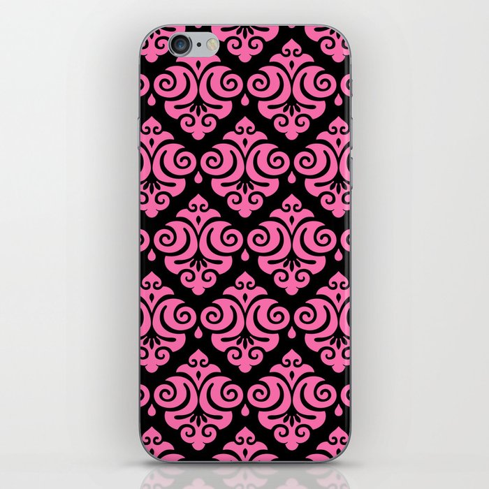 Victorian Modern Gothic Pattern 542 Pink and Black iPhone Skin