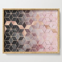 Pink And Grey Gradient Cubes Serving Tray