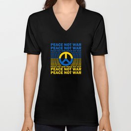 Peace not war Ukraine blue yellow V Neck T Shirt