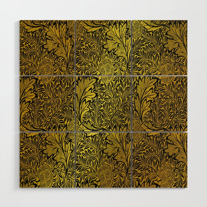 William Morris Black And Gold Floral Pattern Vintage Floral Pattern Victorian Botanical Pattern Wood Wall Art