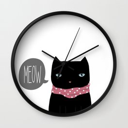 Black Cat Wall Clock | Comic, Cat, Kedi, Popart, Digital, Katt, Cute, Drawing, Animal, Blackcat 
