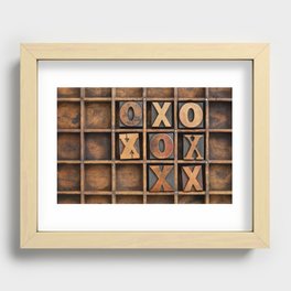 tic-tac-toe or noughts and crosses game - vintage letterpress ing block X and O in wooden grunge typesetter box with dividers Recessed Framed Print