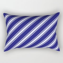 [ Thumbnail: Midnight Blue and Lavender Colored Striped Pattern Rectangular Pillow ]