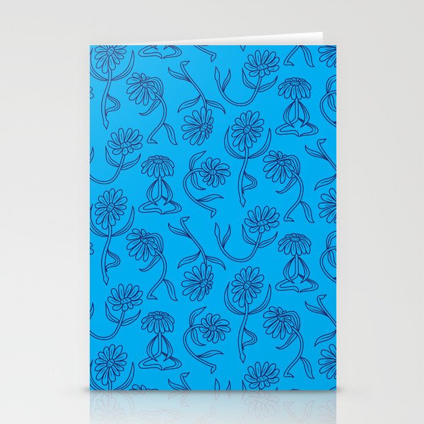 Dancing Daisies - Blue Stationery Cards