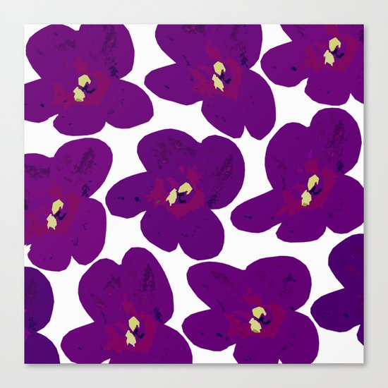 Purple Retro Flowers Canvas Print