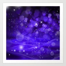 Whimsical Purple Glowing Christmas Sparkles Bokeh Festive Holiday Art Art Print