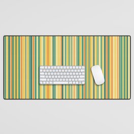 Joseph Stripes Vertical - Fine Stripe Pattern in Orange, Yellow, and Green Desk Mat