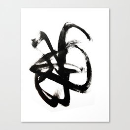 Brushstroke 4 - a simple black and white ink design Canvas Print