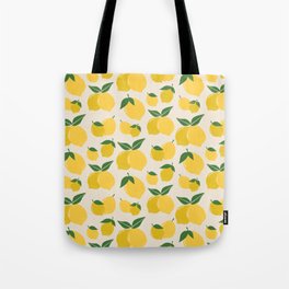 Les Citrons | 01 - Retro Lemon Print Abstract Lemons Tote Bag