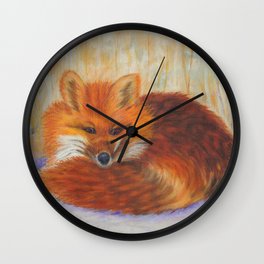 Red fox small nap | Renard roux petite sieste Wall Clock