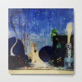 Deserted Moment magical realism landscape painting by Kay Nielsen Metal Print | Lovers, Woodland, Romantic, Fairies, Women, Queen, Magical, Curated, Mythical, Painting 