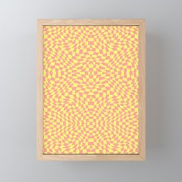 Orange yellow green checker symmetrical pattern Framed Mini Art Print